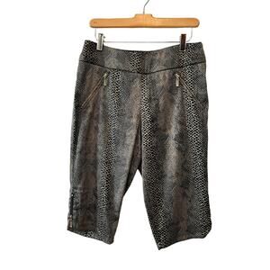 Jamie Sadock Golf Activewear Long Shorts Olive Green Black Snake Print 8